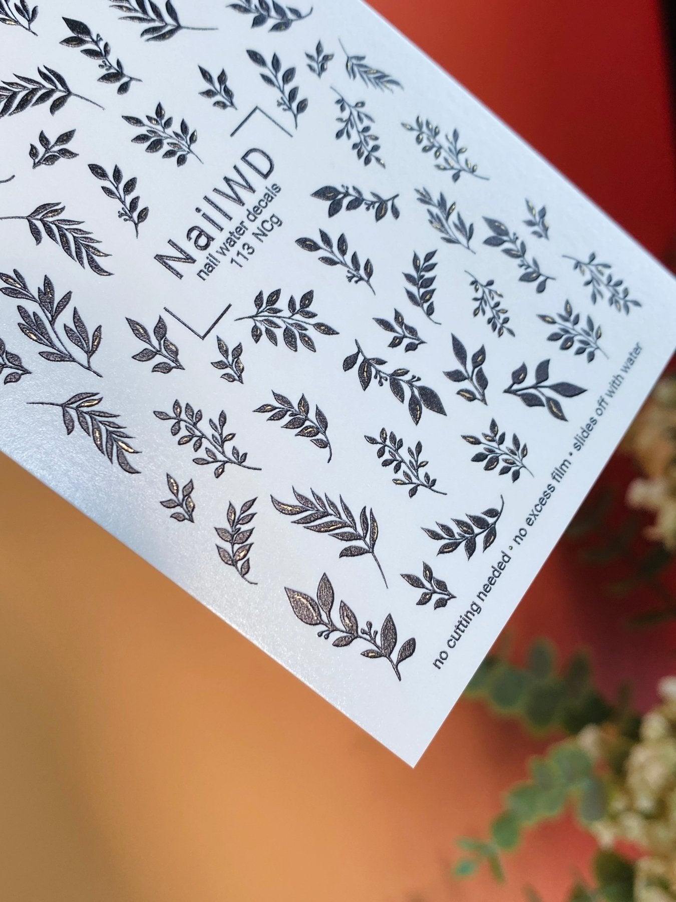 Nail Water Decal 113 NailWD | Water Slide Nail Decals Black Branches | Minimalist Nail Art Design