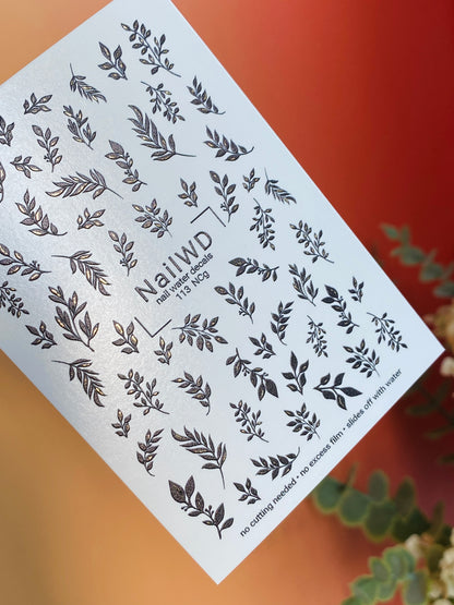 Nagel Wasserabziehbild 113 NailWD | Wasserfolien Nagelaufkleber Schwarze Äste | Minimalistisches Nageldesign