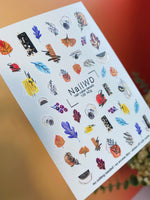 Nail Water Decal 103 NailWD | Water Slide Nail Decals Autumn Coffee and Cozy Elements | Fall Nail Art with Leaves and Books