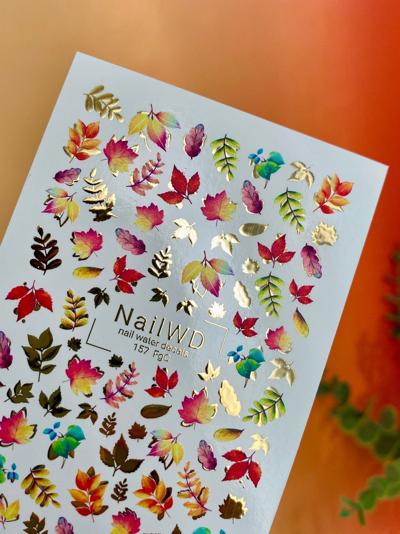 Nail Water Decal 157 Nail WD | Water Slide Nail Decals Colorful Autumn Leaves | Nail Water Decals Fall Leaf Mix