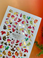 Nail Water Decal 157 Nail WD | Water Slide Nail Decals Colorful Autumn Leaves | Nail Water Decals Fall Leaf Mix