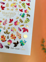 Nail Water Decal 157 Nail WD | Water Slide Nail Decals Colorful Autumn Leaves | Nail Water Decals Fall Leaf Mix