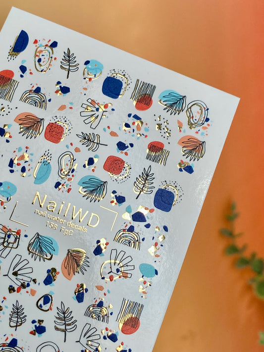 Nail Water Decal 158 Nail WD | Water Slide Nail Decals Abstract Shapes | Nail Water Decals Modern Art Design