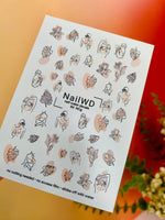 Nail Water Decal 84 NailWD | Water Slide Nail Decals Abstract Women & Botanical Motifs | Minimalist Art Design