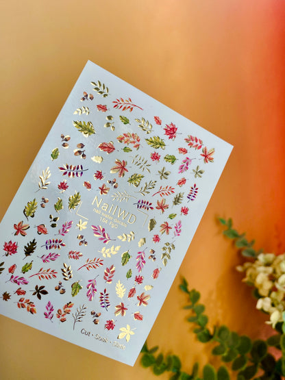Decalcomanii de apă pentru unghii 154 Nail WD | Decalcomanii pentru unghii cu alunecare pe apă Mix de frunze de toamnă | Decalcomanii de apă pentru unghii de toamnă
