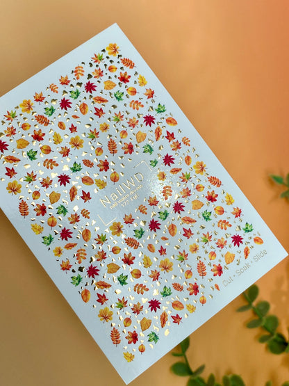 Nail Water Decal 172 Nail WD | Water Slide Nail Decals Autumn Mini Leaves | Nail Water Decals Fall Foliage Pattern