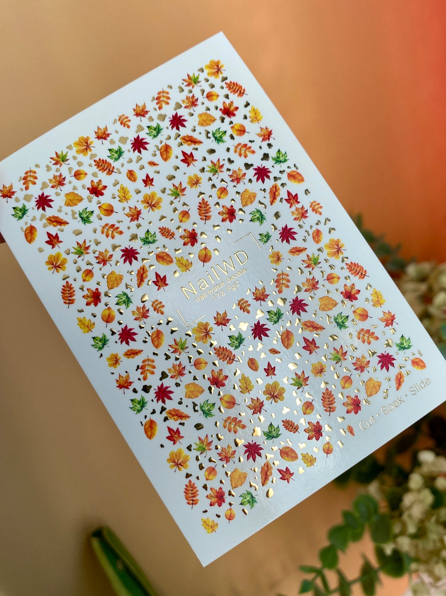 Nail Water Decal 172 Nail WD | Water Slide Nail Decals Autumn Mini Leaves | Nail Water Decals Fall Foliage Pattern