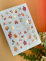 Nail Water Decal 171 Nail WD | Water Slide Nail Decals Autumn Leaves & Gold Accents | Nail Water Decals Fall Foliage Design