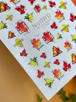 Nail Water Decal 127 NailWD | Nail Water Decals Autumn Leaves | Geometric Fall Design