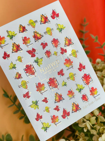 Adesivo per Unghie 127 NailWD | Adesivi per Unghie Foglie d'Autunno | Design Geometrico Autunnale