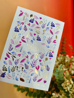 Nail Water Decal 167 Nail WD | Water Slide Nail Decals Colorful Leaves & Drops | Nail Water Decals Purple Blue Pink Design