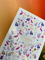 Nail Water Decal 167 Nail WD | Water Slide Nail Decals Colorful Leaves & Drops | Nail Water Decals Purple Blue Pink Design