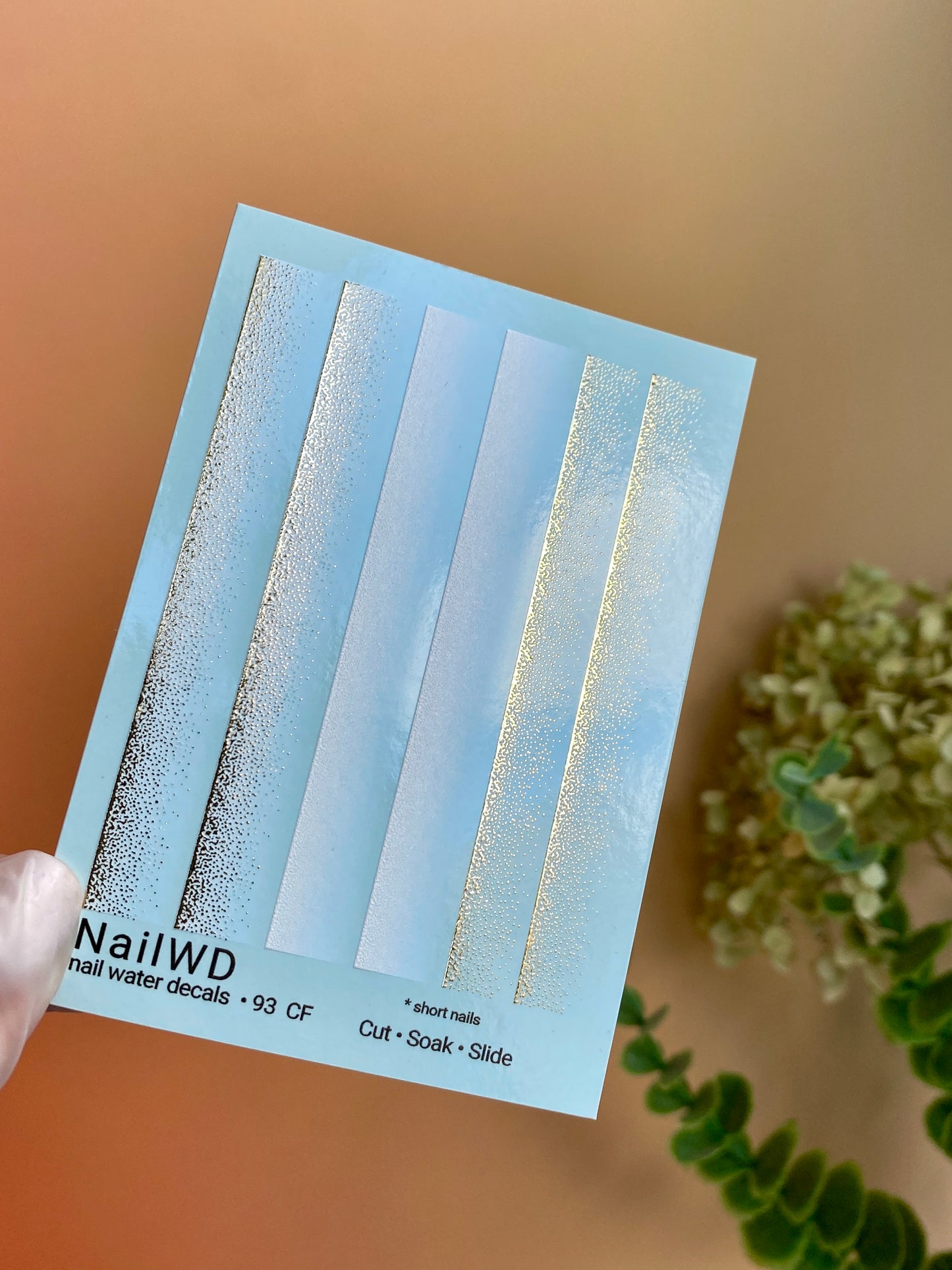 Nail Water Decal 93 NailWD | Water Slide Nail Decals White to Gold Gradient | Shimmer Ombre French