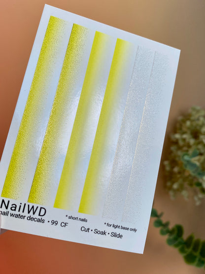 Decalcomanii de apă pentru unghii 99 NailWD | Decalcomanii pentru unghii cu alunecare pe apă degrade galben alb ombre | Degradare franceză luminoasă pentru unghii scurte