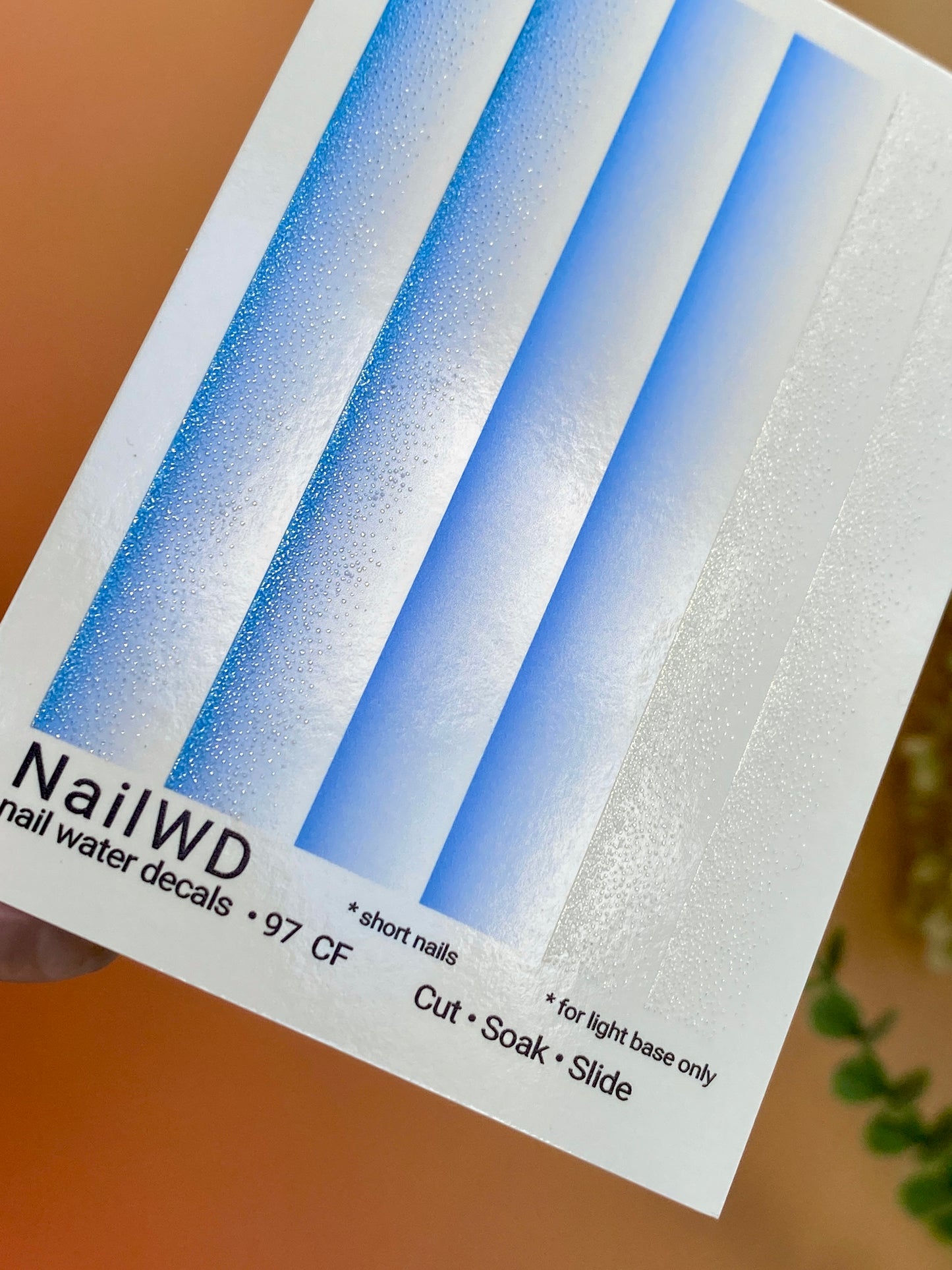 Nail Water Decal 97 NailWD | Water Slide Nail Decals Ombre Blue White Gradient | Elegant French Fade