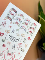 Nail Water Decal 109 NailWD | Nail Water Decals Christmas Berries | Festive Bows and Winter Nail Art