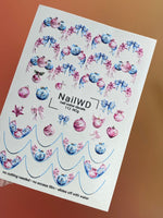 Nail Water Decal 112 NailWD | Water Slide Nail Decals Christmas Ornaments and Bows | Pastel Holiday Nail Art