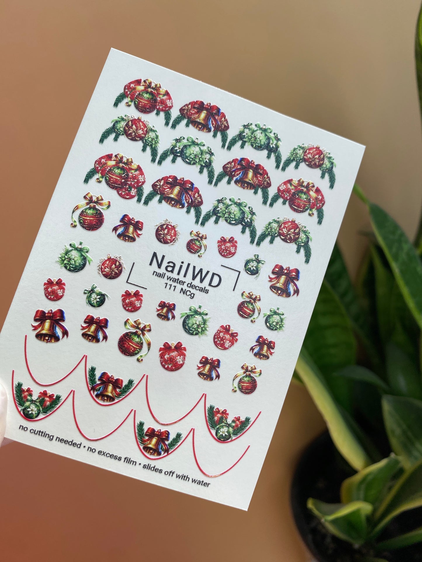 Nagel Wasserabziehbild 111 NailWD | Wasserfolien Nagelabziehbilder Weihnachtsglocken und Ornamente | Festliche Feiertags Nagelkunst
