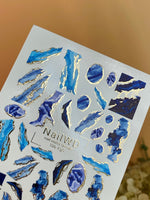 Nail Water Decal 126 NailWD | Water Transfer Nail Decals Blue Agate | Marble Geode Design