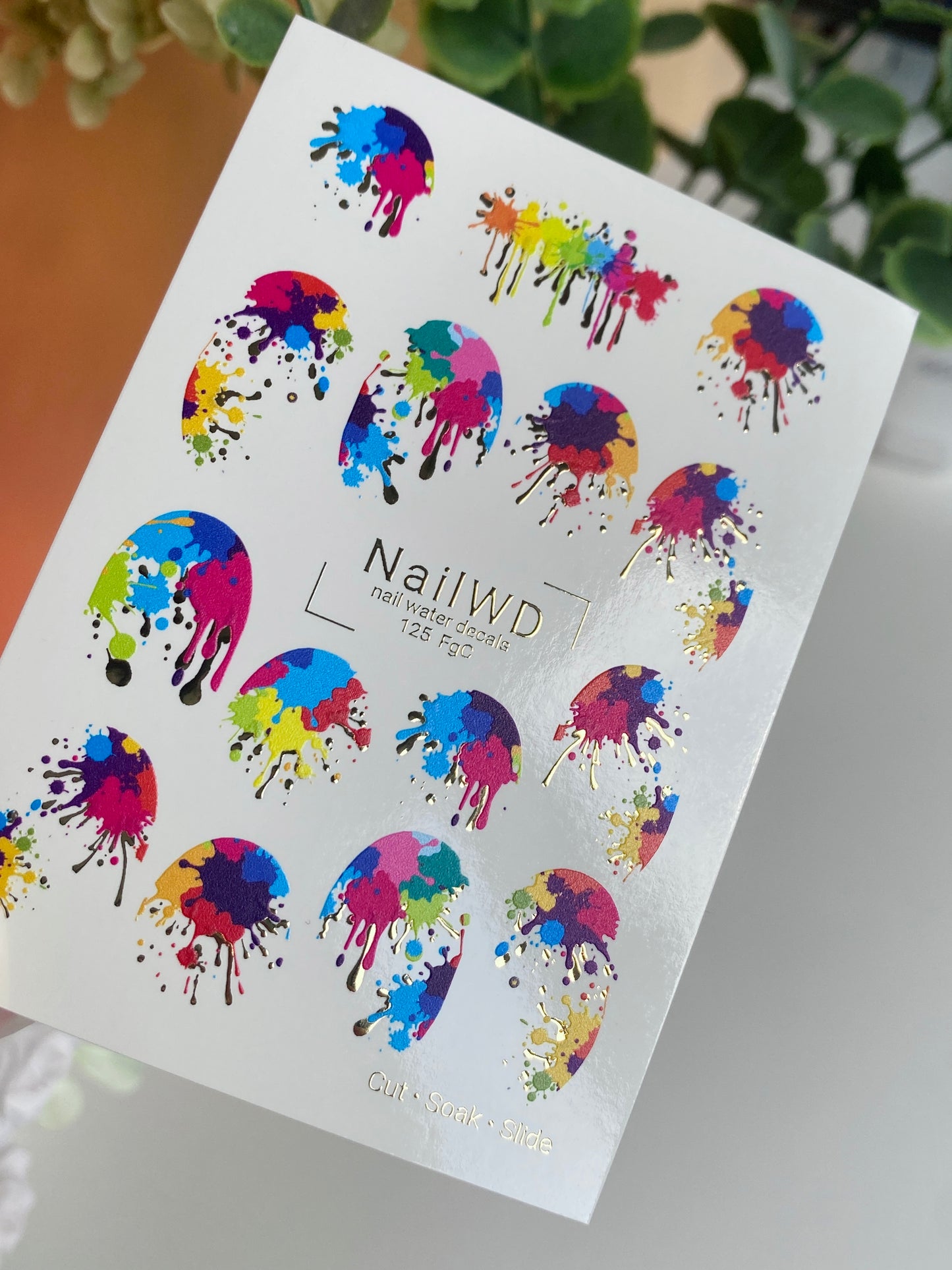 Nail Water Decal 125 NailWD | Water Slide Nail Art Color Splash | Abstract Paint Effect