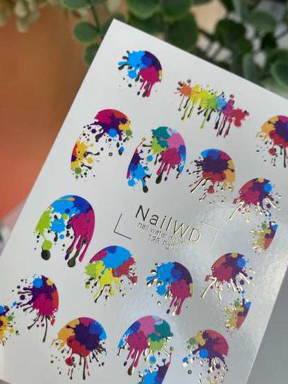 Nail Water Decal 125 NailWD | Water Slide Nail Art Color Splash | Abstract Paint Effect