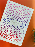 Nail Water Decal 130 NailWD | Water Slide Nail Decals Gradient Hearts | Romantic Ombre Design