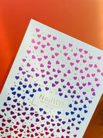 Nail Water Decal 130 NailWD | Water Slide Nail Decals Gradient Hearts | Romantic Ombre Design
