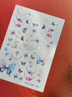 Nail Water Decal 137 NailWD | Water Slide Nail Decals Butterflies & Orchids | Pastel French Floral Design
