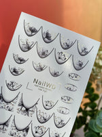 Nail Water Decal 144 NailWD | Water Slide Nail Decals Black & White Flowers | Elegant Floral French Design
