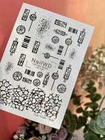 Nail Water Decal 145 NailWD | Water Slide Nail Decals Geometric Abstract | Modern Black & Gold Patterns