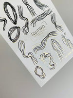 Nail Water Decal 179 Nail WD | Water Slide Nail Decals Abstract Black & Gold Lines | Nail Water Decals Minimalist Modern Art