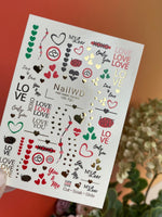 Nail Water Decal 159 Nail WD | Water Slide Nail Decals Love Letters | Nail Water Decals Valentine Hearts Design