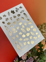 Nail Water Decal 6 NailWD | Water Slide Nail Decals with Gold Leaves | Autumn Botanical Nail Art - UASLIDER