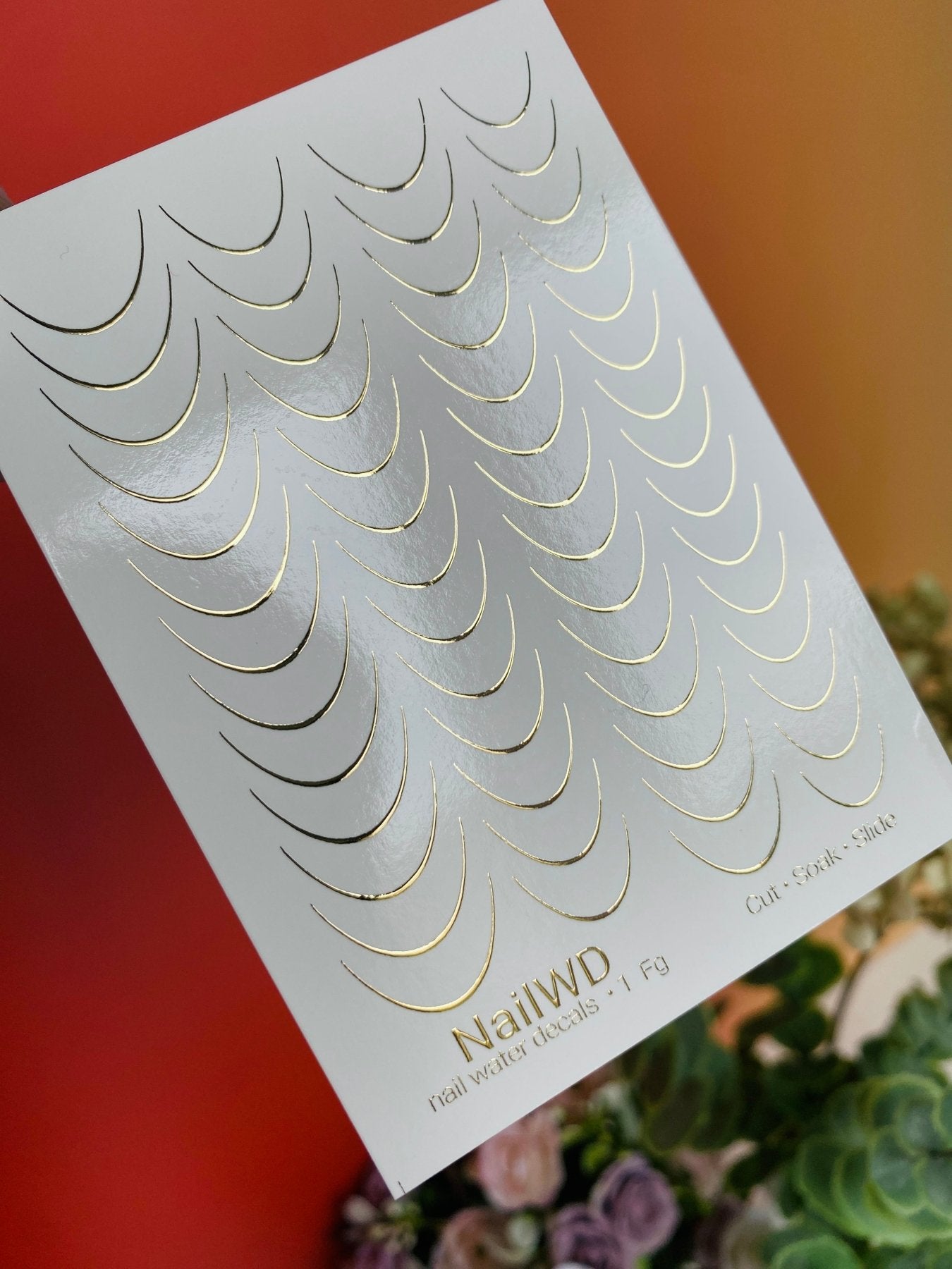 Nail Water Decal 1 NailWD | French Water Slide Nail Decals | Gold Foil French Lines - UASLIDER