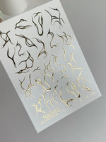 Nail Water Decal 2 NailWD | Water Slide Nail Decals with Gold Flames | Abstract Fire Nail Art - UASLIDER