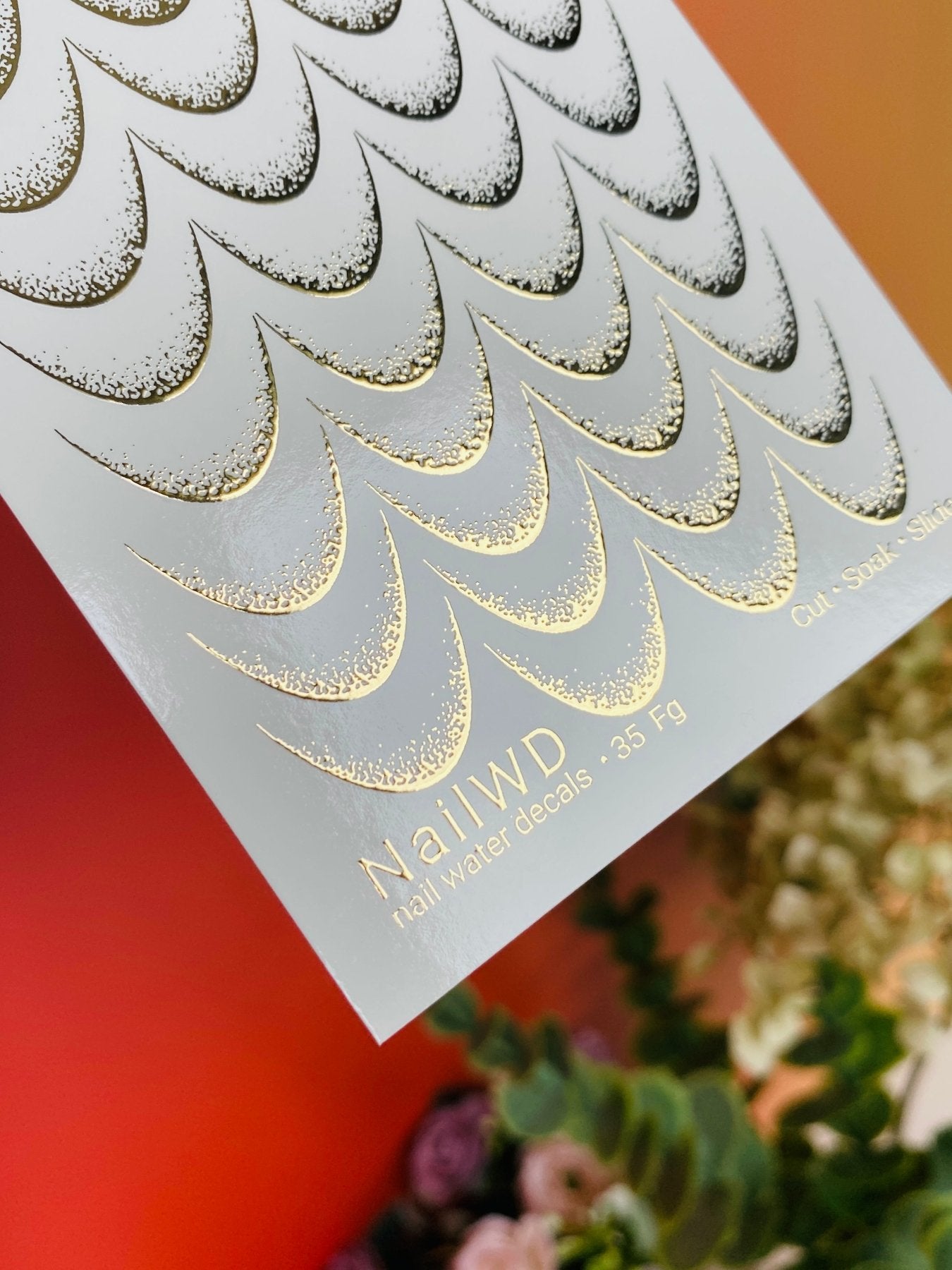 Nail Water Decal 35 NailWD | French Water Slide Nail Decals | Gold Foil Gradient Tips - UASLIDER