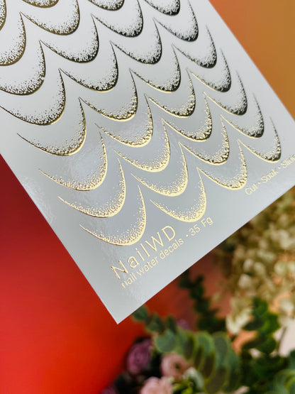 Nálepka na nehty 35 NailWD | Francouzské vodní nálepky na nehty | Zlaté fóliové gradientní špičky