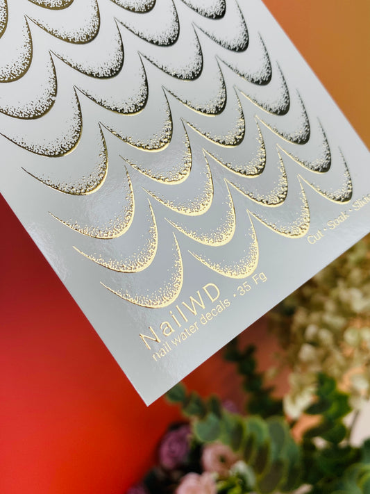 Nail Water Decal 35 NailWD | French Water Slide Nail Decals | Gold Foil Gradient Tips