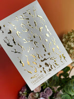 Nail Water Decal 39 NailWD | Abstract Water Slide Nail Decals | Gold Foil Liquid Metal Effect - UASLIDER