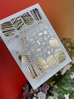 Nail Water Decal 8 NailWD | Water Slide Nail Decals with Gold Symbols | Abstract Graphic Nail Art - UASLIDER