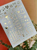 Nail Water Decal 43 NailWD | Valentine’s Day Nail Water Decals | Gold Foil Hearts & Cupid Arrows - UASLIDER