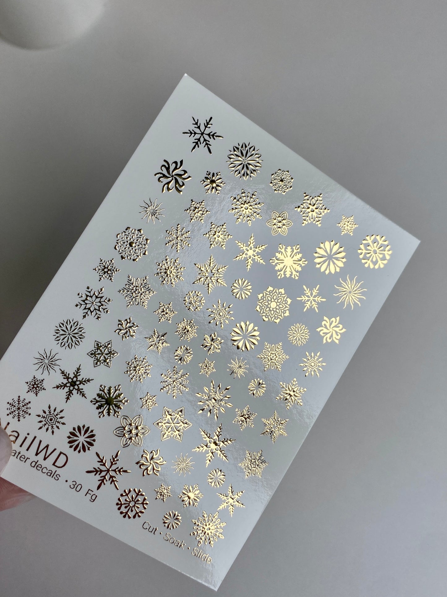Nail Water Decal 30 NailWD | Water Slide Nail Decals Snowflakes | Gold Foil Winter Nail Art