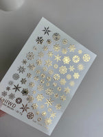 Nail Water Decal 30 NailWD | Water Slide Nail Decals Snowflakes | Gold Foil Winter Nail Art - UASLIDER