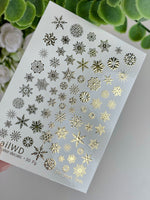 Nail Water Decal 30 NailWD | Water Slide Nail Decals Snowflakes | Gold Foil Winter Nail Art - UASLIDER