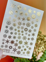 Nail Water Decal 30 NailWD | Water Slide Nail Decals Snowflakes | Gold Foil Winter Nail Art - UASLIDER