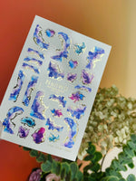 Nail Water Decal 174 Nail WD | Water Slide Nail Decals Abstract Marble Ink | Nail Water Decals Purple and Blue Artistic Design