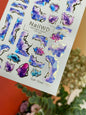 Nail Water Decal 174 Nail WD | Water Slide Nail Decals Abstract Marble Ink | Nail Water Decals Purple and Blue Artistic Design