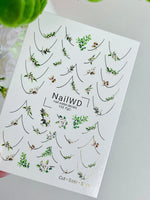 Nail Water Decal 133 NailWD | Water Slide Nail Decals Greenery French | Botanical Minimalist Design