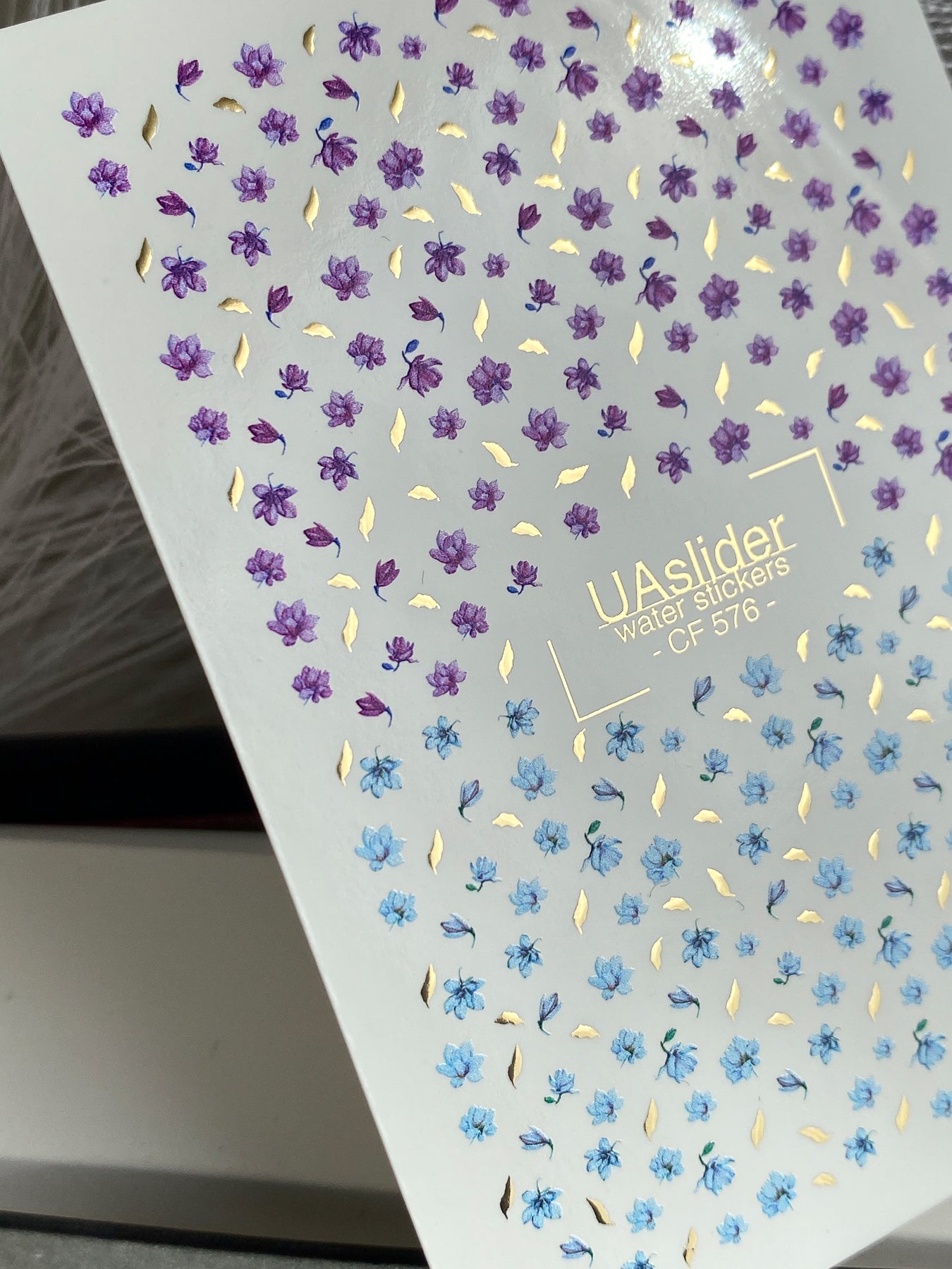 Nagel Water Decal CF-576 | Water Slide Nagel Decals met Kleine Bloemen | Paarse en Blauwe Bloemige Nagelkunst