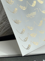 Nail Water Decal Fg-290 | Water Slide Nail Decals | Gold Foil Lace French Tips - UASLIDER